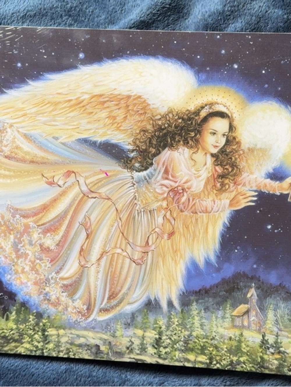 Dona Gelsinger Christmas Angel Lighted Fiber Optic Canvas Wall Print